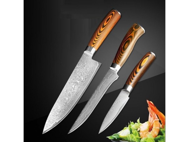 Sada nožů z damascénské oceli 3 ks C284 1