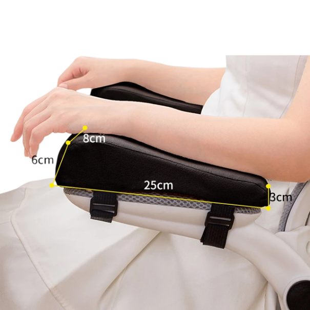 Sada pěnových loketních opěrek na židli 2 ks ergonomické podložky 25 × 8 × 6 cm pro pohodlnou oporu rukou černá