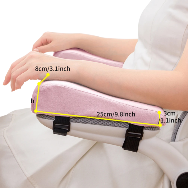 Sada pěnových loketních opěrek na židli 2 ks ergonomické podložky 25 × 8 × 6 cm pro pohodlnou oporu rukou růžová