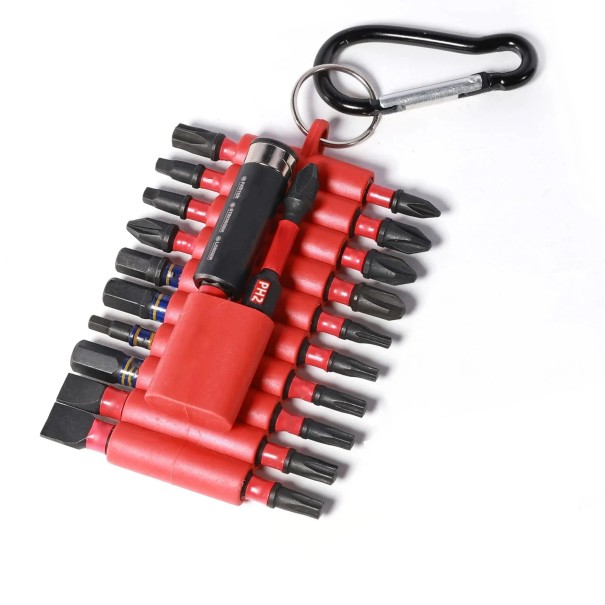 Sada profissional de 24 bits com suporte magnético e estojo de silicone com mosquetão para fácil transporte e utilização na oficina e em casa 1