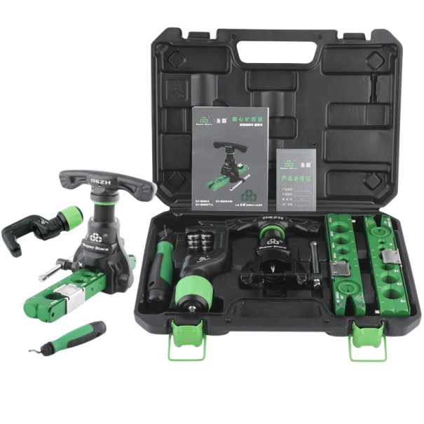 Sada rozšiřovače trubek ST-806FT kompletní nářadí 6–19 mm kuželový mechanismus zeleno černá pro měděné trubky instalace 1