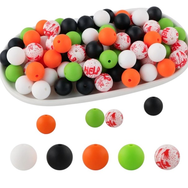 Sada silikonových korálků 15 x 15 mm Kulaté korálky 20 ks v pěti odstínech po 4 kusech Kreativní materiál na výrobu náramků náhrdelníků přívěsků a dekorací 1
