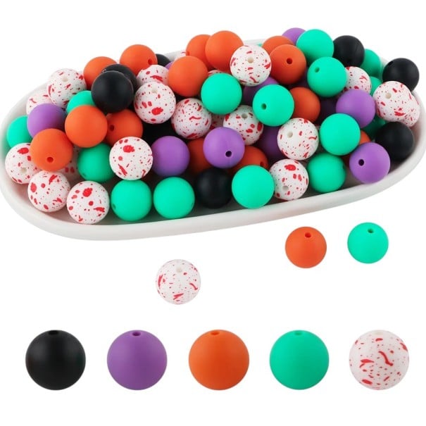 Sada silikonových korálků 15 x 15 mm Kulaté korálky 20 ks v pěti odstínech po 4 kusech 1