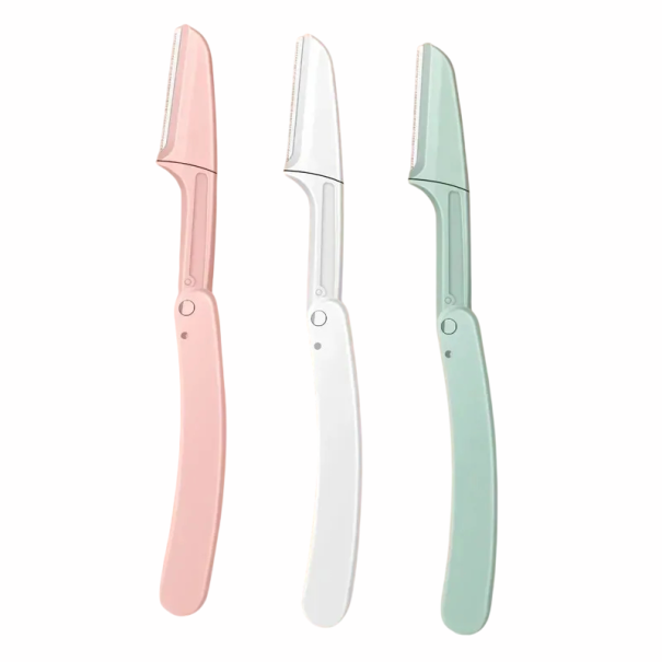 Sada skládacích břitů na obočí 3 ks barevné zastřihovače chloupků 15 cm s ochranným krytem pro úpravu obočí 1