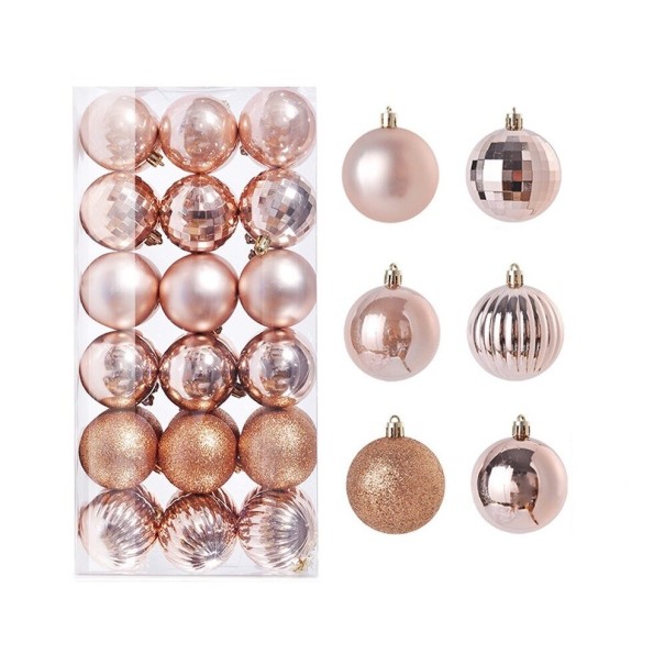 Sada vánočních ozdob 36 ks 3 cm rose gold