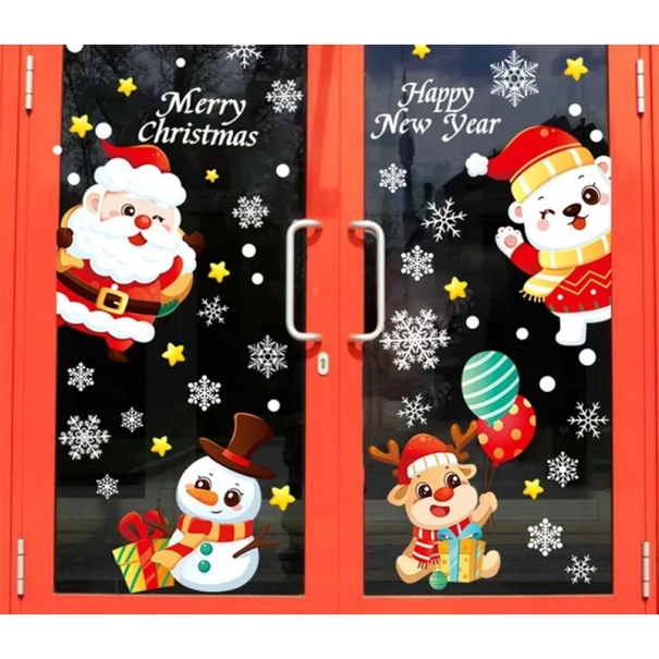 Sada vánočních samolepek na okno 50 x 70 cm PVC nálepky se zimními motivy Snadná aplikace Opakované použití Dekorace na Vánoce 1