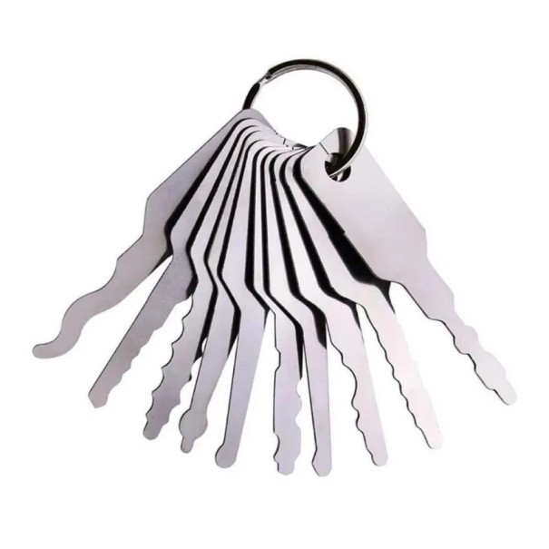 Sada zámečnických planžet na kroužku 10 dílů z nerezové oceli pro odemykání zámků a práci se zámkovými mechanismy 1