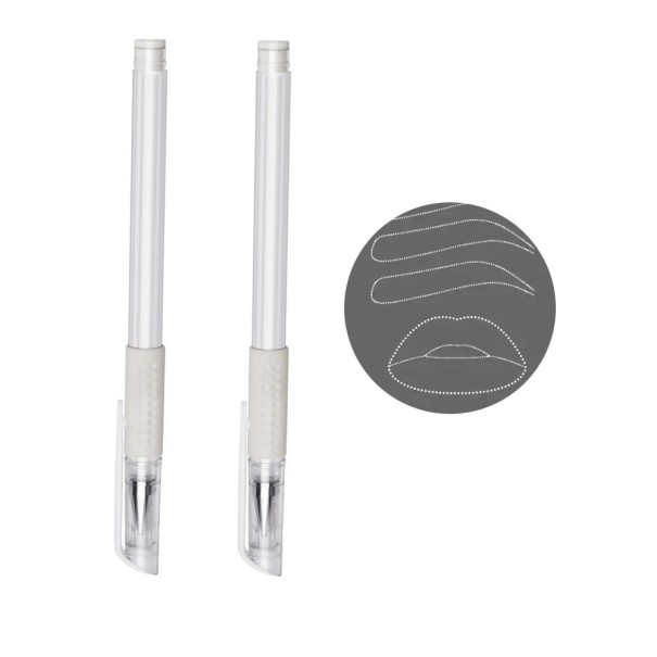 Sæt af mærkepenne til hud 2 stk 15,5 cm Hvid pen til præcis markering af øjenbryn, læber og linjer før makeup hvid