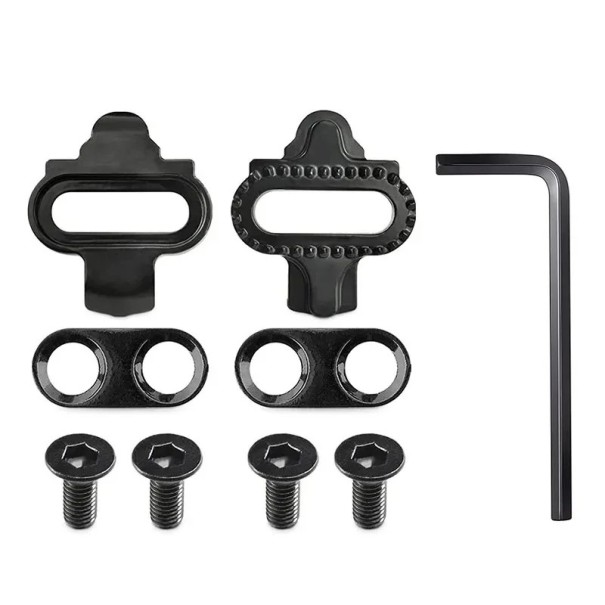 Sæt af pedalclips til cyklister kompatible med SPD-systemet til MTB og racercykler, sættet indeholder skruer og unbrakonøgle 1