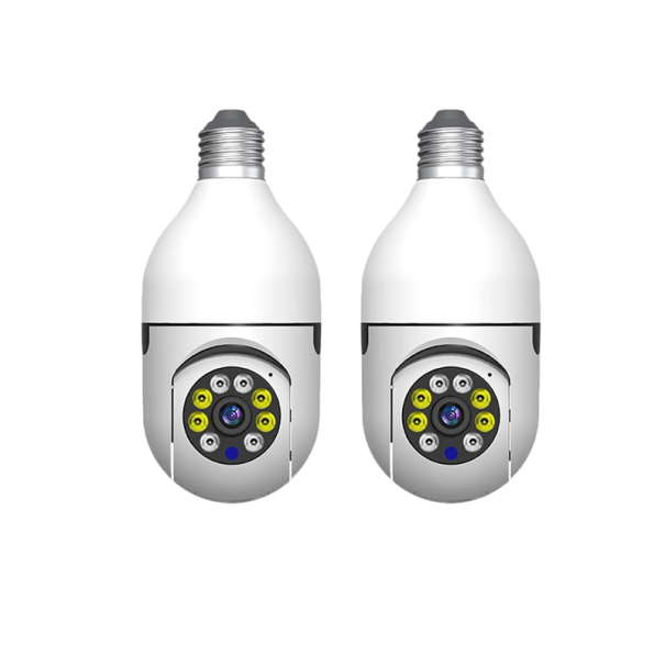 Sæt af WiFi sikkerhedskameraer med 360° E27 fatning 5GHz hvid lampe til indendørs overvågning eller indgangsområder 1
