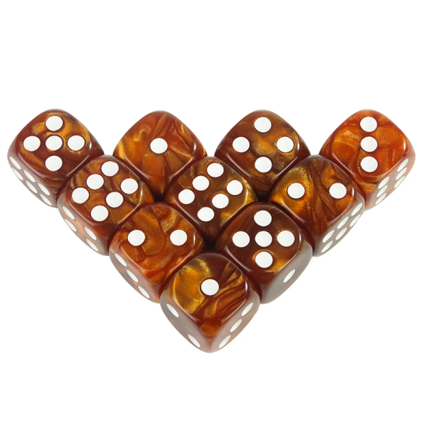 Sæt med 10 stk. 16 mm akryl terninger marmor look terninger til brætspil RPG DND klassiske sekskantede gaming terninger brun Sæt med 10 stk. 16 mm akryl terninger marmor look terninger til brætspil RPG DND klassiske sekskantede gaming terninger brun
