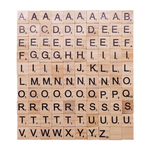 Sæt med 100 Scrabble-bogstaver 1