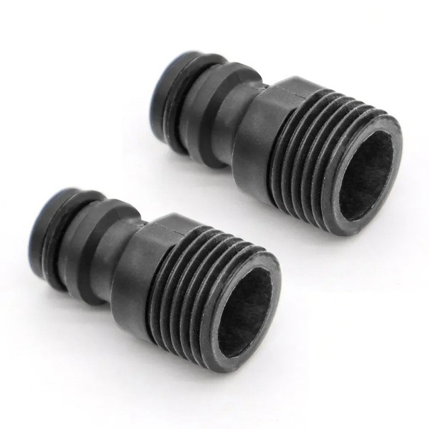 Sæt med 2 havehaneadaptere 1/2&quot; BSP Udvendig gevind Lynkoblinger til slange Plastiktilslutning til vandingssystem 1