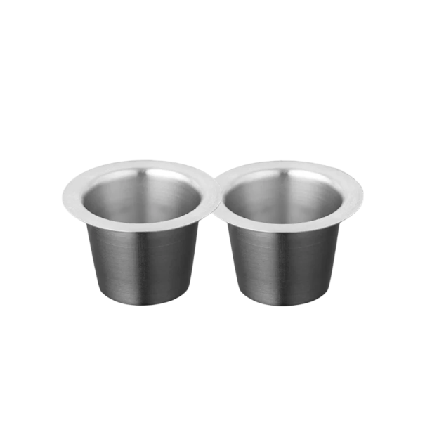 Sæt med 2 stk genanvendelige rustfrie kapsler til formalet kaffe til Nespresso kaffemaskiner 3,65 x 2,3 cm Økologisk tilbehør 1