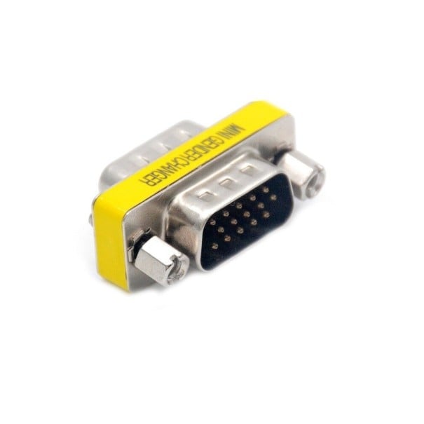 Sæt med 2 VGA 15-pin reduktioner med to stik til forbindelse af to stikkontakter Han til han forbindelse til monitor og projektor Kompakt metalhus 1