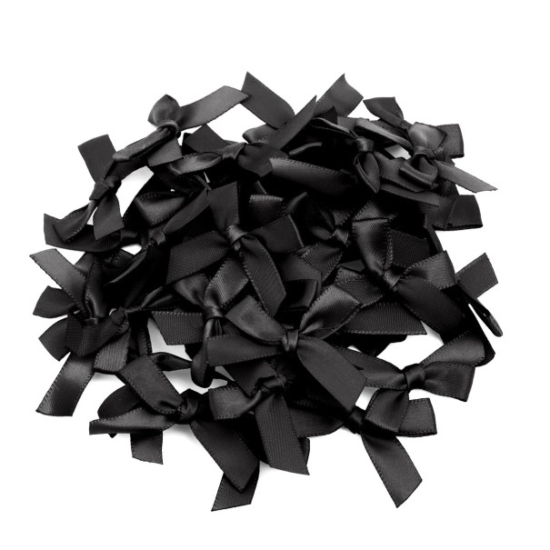 Sæt med 50 satin hårsløjfer 4 x 3,5 cm Farverige små sløjfer Elegant hårpynt Blød glans Håndlavet Kreativ kreation sort