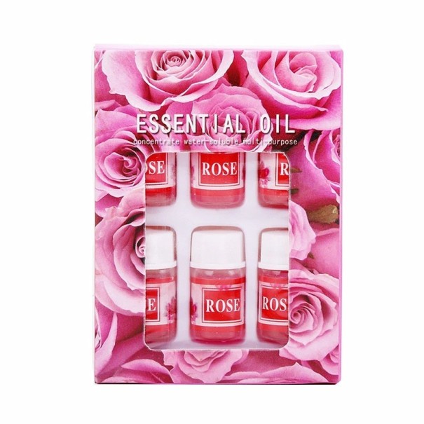 Sæt med 6 æteriske olier 3 ml vandopløselig diffuserolie aromaterapi luftfrisker afslapning naturlig duft husholdning Rose