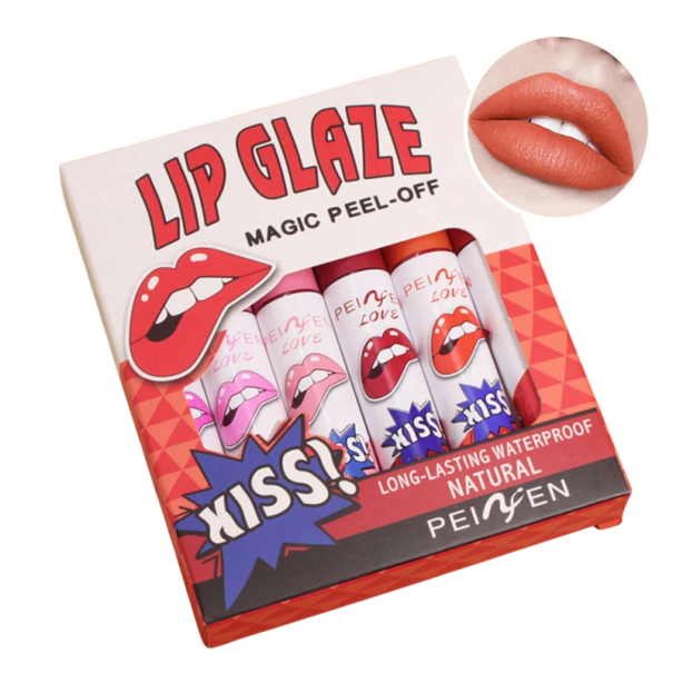 Sæt med 6 peel-off lipglosses 2 g Lipgloss Langvarig effekt Nem at fjerne Klister ikke Forskellige nuancer til hver dag 1