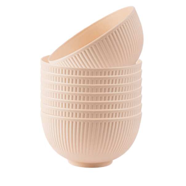 Sæt med 8 plastikskåle 7,8 x 15 cm Farverige runde skåle til salat, suppe og dessert Genanvendeligt service til køkkenet og på farten rosa