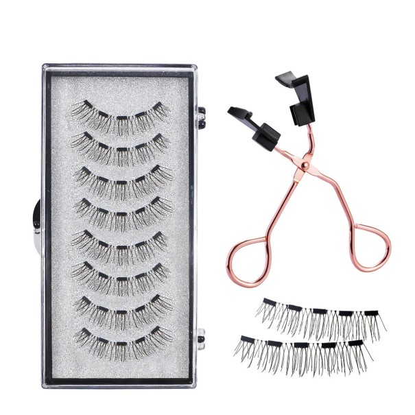 Sæt med 8 stk magnetiske 3D kunstige vipper med 5 magneter og applikator Vandafvisende langtidsholdbare genanvendelige vipper naturligt udseende 1