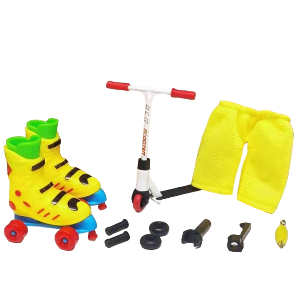 Sæt med mini-scooter og skøjter gul
