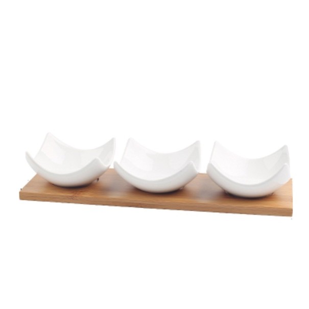 Sæt med porcelænsskåle med bakke, 3 stk. 1