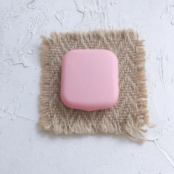 Sæt til kontaktlinseetui med spejl mini etui 5,5 × 5 × 1,8 cm plast kompakt rejsetui til linser rosa