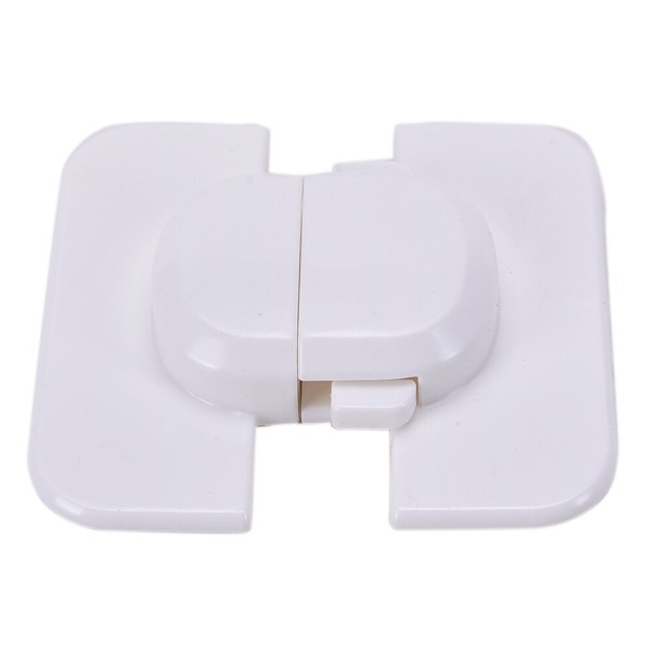 Safety Lock for Fridge to Prevent Opening by Children Self-Adhesive Two-Part Door Lock Without Drilling White Plastic 6.4 x 5.5 cm 1