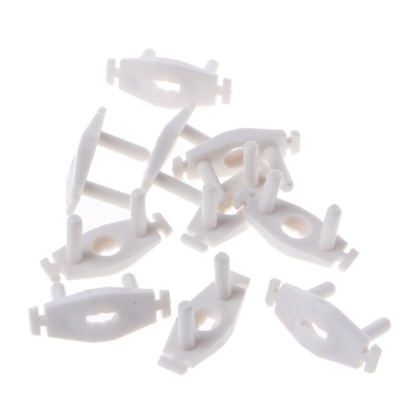 Safety Socket Plug 10 pcs Elongated Cover Protecting Children from Electric Shock White ABS Plastic Dimensions 3.7 x 1.5 cm 1