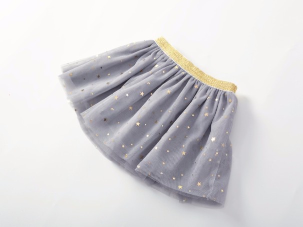 Saia de menina com estrelas brilhantes J889 cinzento 5