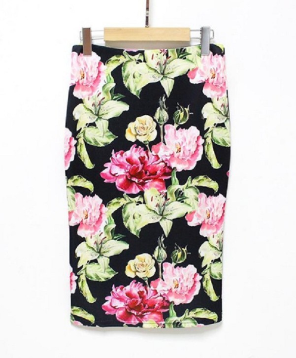 Saia estilosa feminina com flores J501 S 10