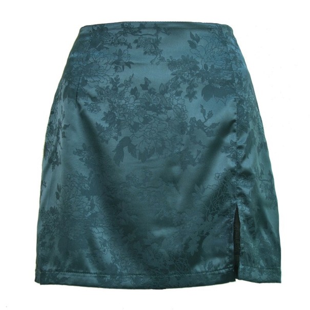 Saia mini feminina com padrão verde S