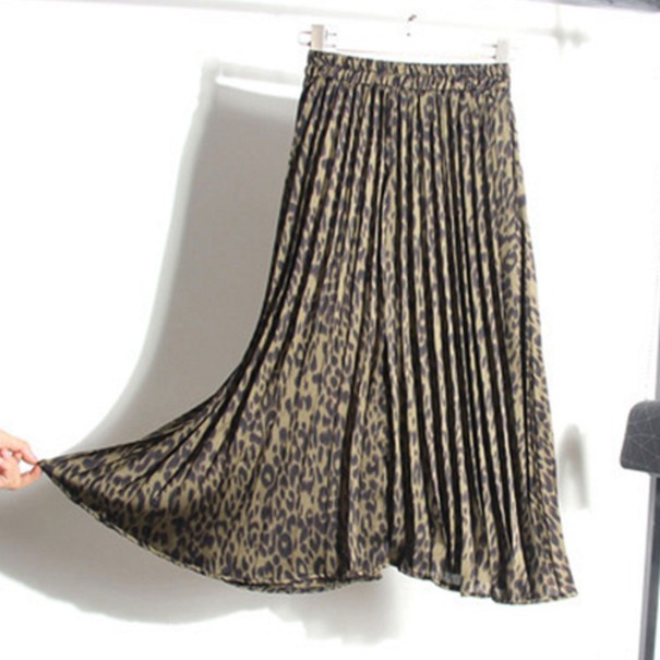 Saia plissada feminina com padrão de leopardo 2