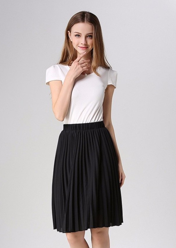 Saia plissada feminina J3102 preto
