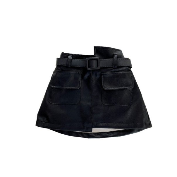 Saias de couro para meninas L1046 preto 4