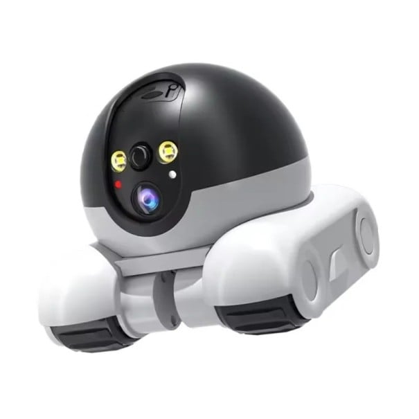 Säkerhets-WiFi-kamera mobil dubbelobjektiv 8 MP 3,6 mm batteri 5200 mAh plast svart vit 360° övervakning inomhus 1