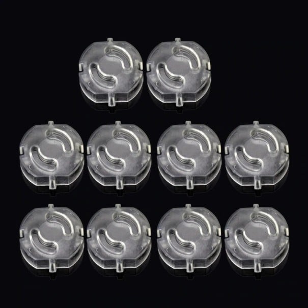 Säkerhetskontakt för vägguttag 10 st Genomskinlig kåpa som skyddar barn från elolyckor Plast ABS Mått 3,8 x 3,8 x 1,8 cm 1
