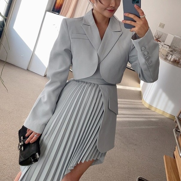 Sakko und Rock für Damen B1033 grau L
