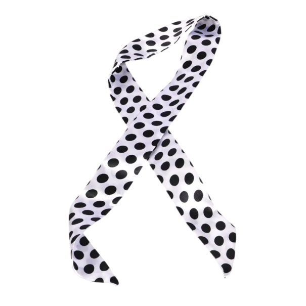 Șal pentru femei cu buline 4 × 100 cm Accesoriu de modă subțire, lung și îngust, Bandă pentru păr, Șal pentru cap, Decorațiune pentru geantă alb