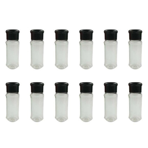 Salière en plastique 12 pièces noir