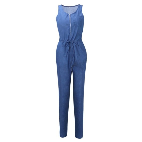 Salopetă din denim pentru femei, cu fermoar S