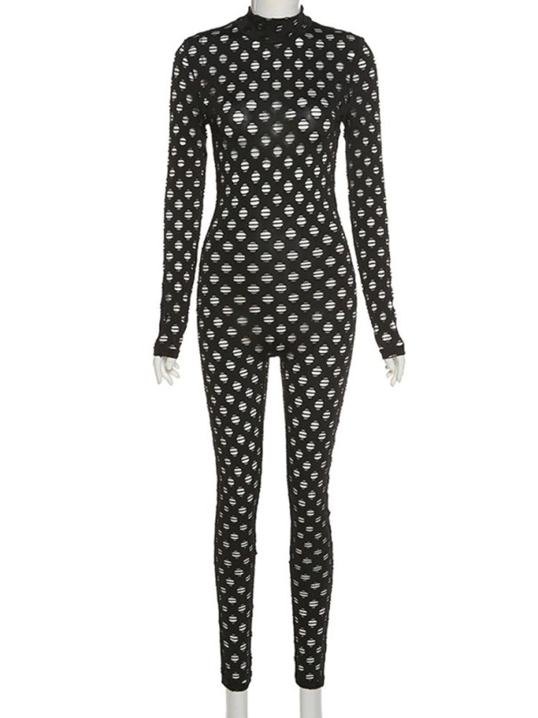 Salopetă pentru femei cu mâneci lungi negru XS