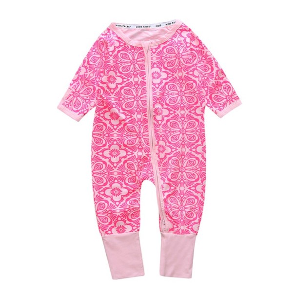 Salopetă pentru sugari cu flori - roz 12-18 luni