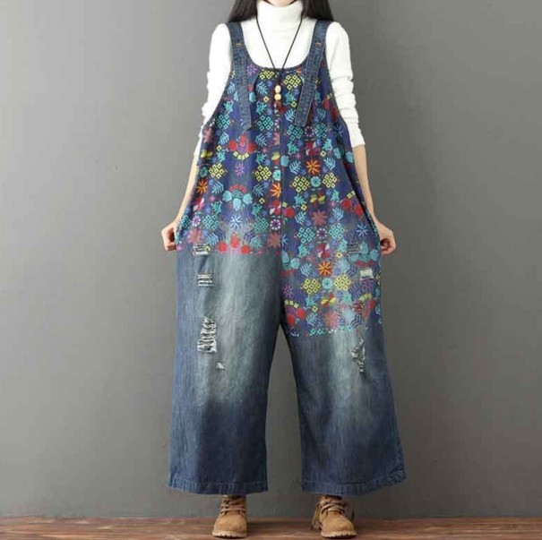 Salopette en jean pour femme A2896 bleu foncé