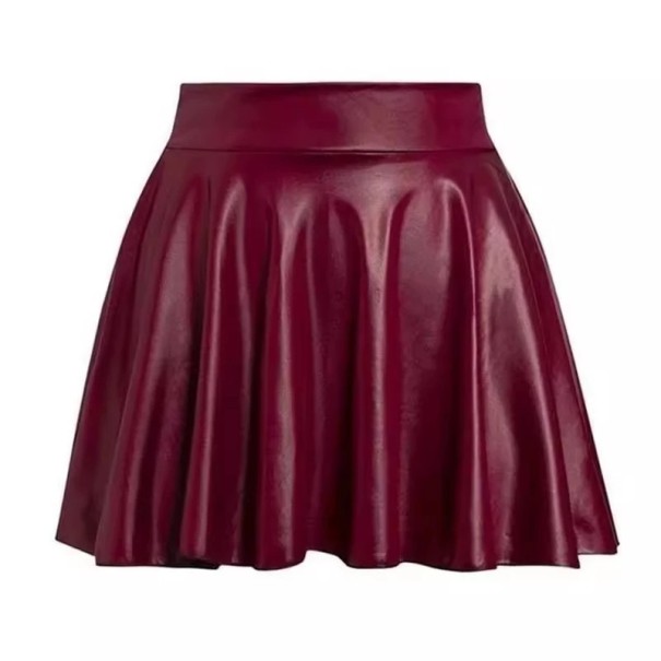 Salsa mini saia elástica em pele sintética com cintura alta Corte em A Saia preta elegante Look sexy para festas Moda estilosa outono inverno vermelho S