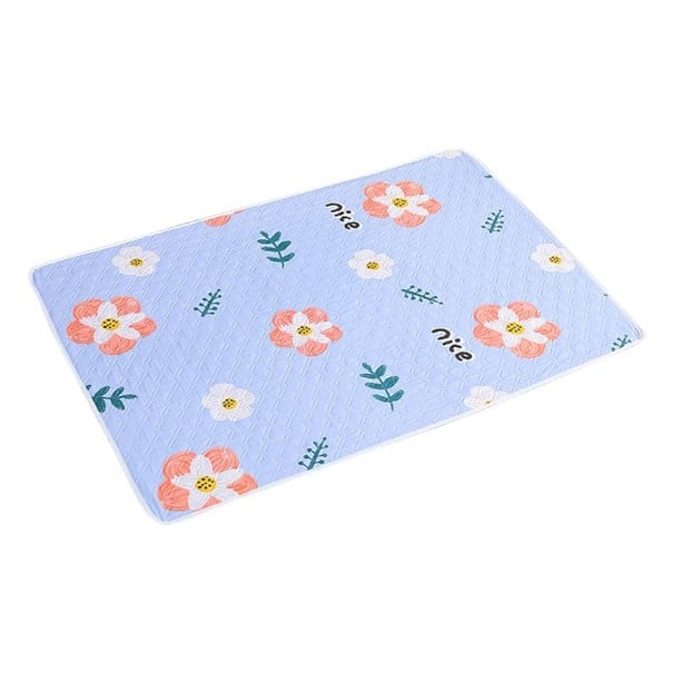 Saltea de schimbat 80x120 cm, impermeabilă, lavabilă, cu 4 straturi, din bumbac organic, cu imprimeu floral violet, protecție nocturnă și menstruală 1
