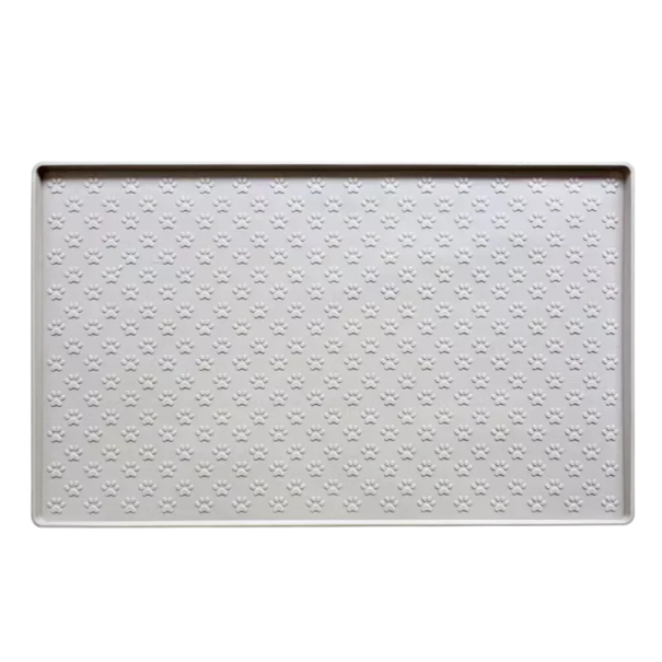 Saltea din silicon pentru boluri pentru câini și pisici 60 x 40 cm Saltea rezistentă la apă și antiderapantă cu margine ridicată gri deschis