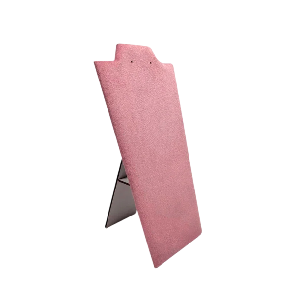Sametachtige standaard voor kettingen 22,5 × 12,5 × 8,5 cm roze fluweel presentatie standaard voor sieraden tafel display voor kettingen 1