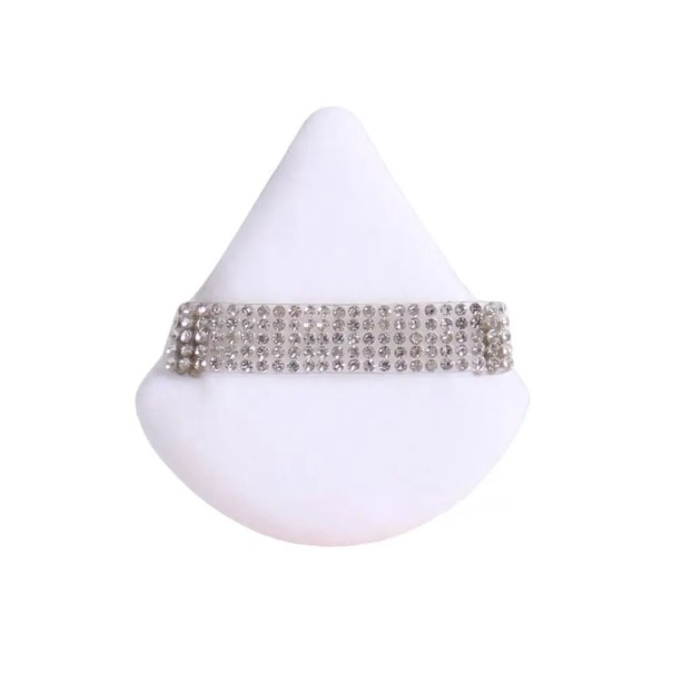 Sametová trojúhelníková labutěnka na líčení 7 x 6,5 cm Pudrová houbička na obličej Kosmetický nástroj s diamantovým páskem Jemný make-up aplikátor bílá