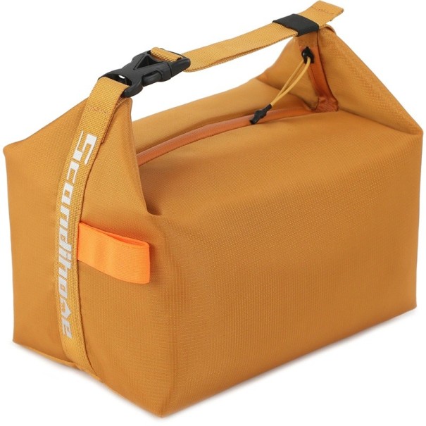 Sammenfoldelig termopose 16x25x22 cm lynlås isoleret bærbar taske neutral farve picnicpose madkasse temperaturbevaring orange
